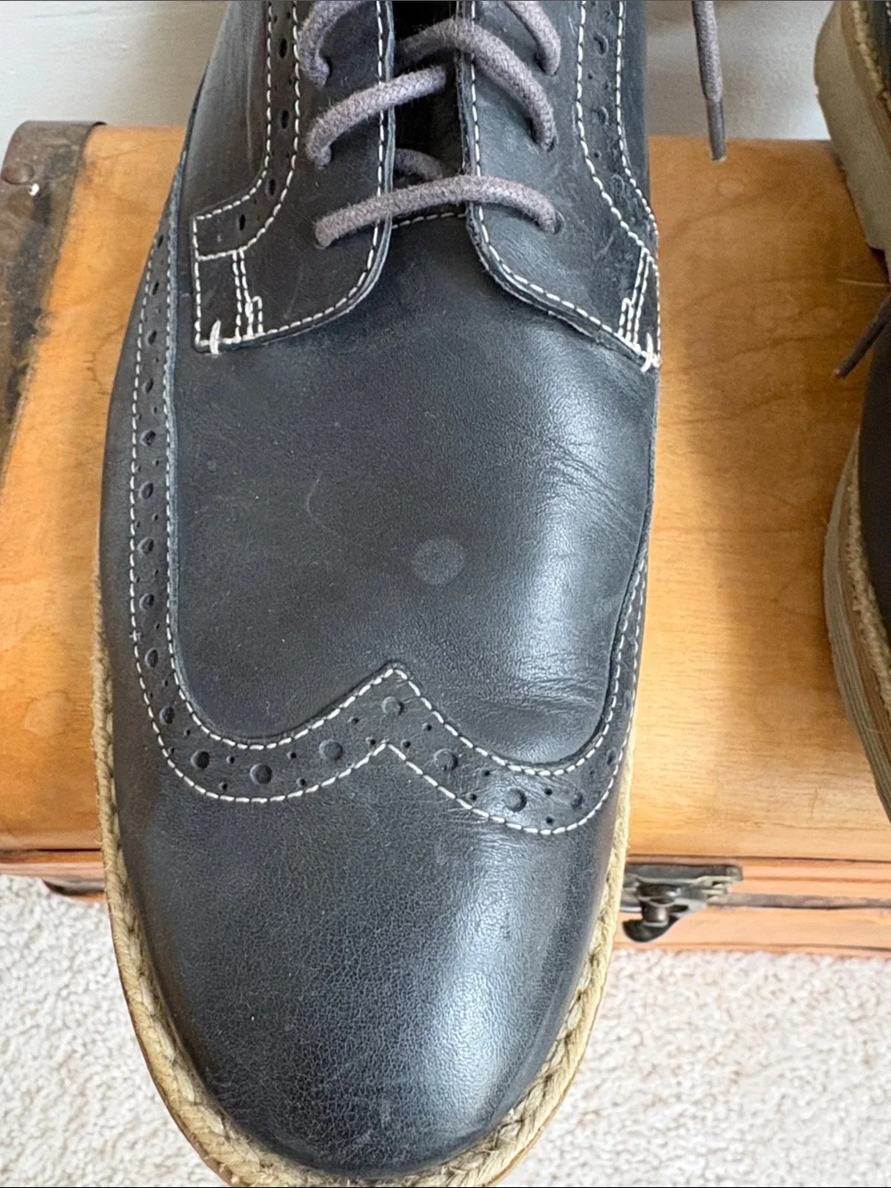 Clarks Tor England Wingtip Oxford Shoes Blue Size 10